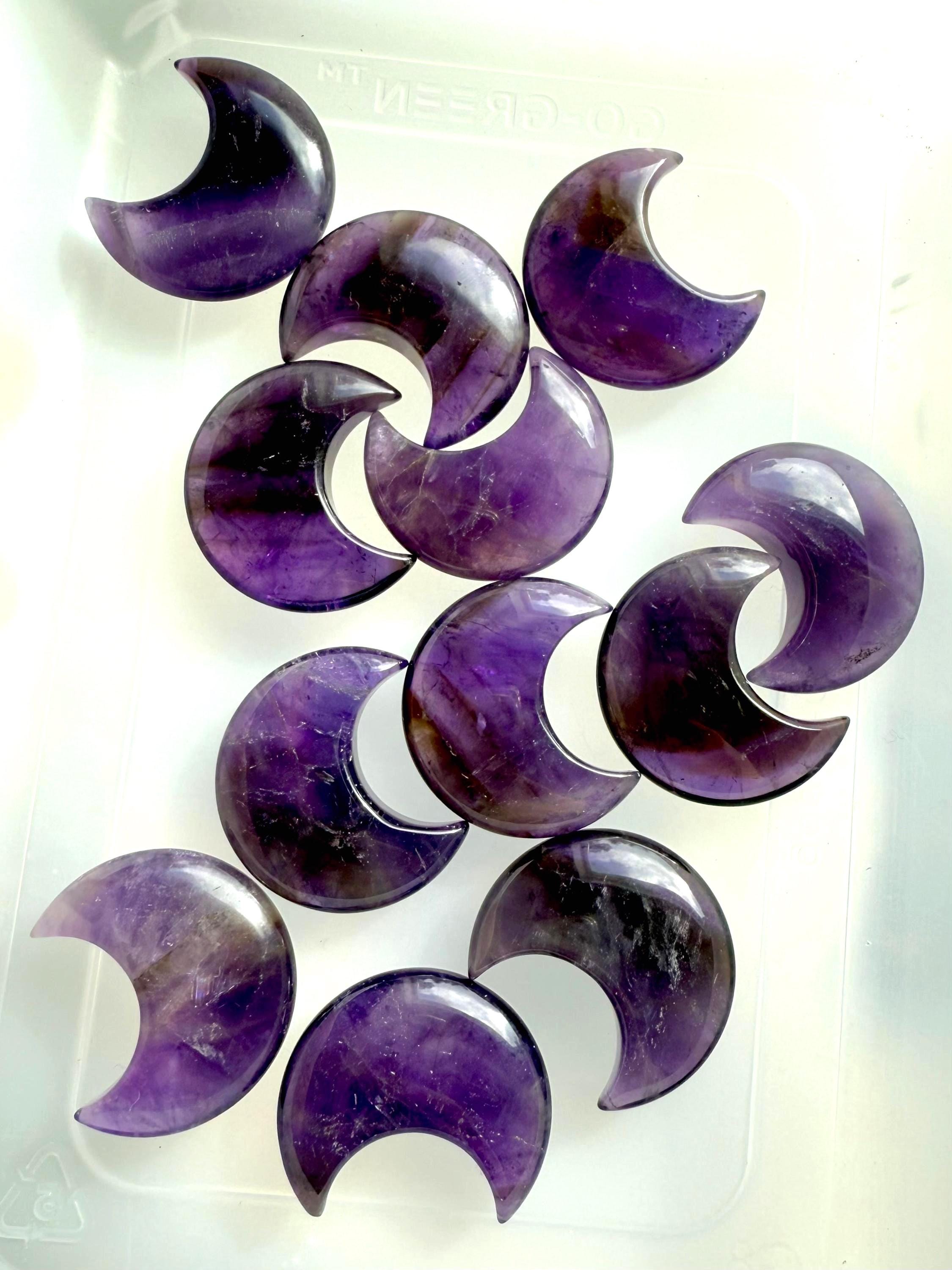 Deep purple Dream Amethyst Moons to promote spiritual growth while shielding you from negative vibes
