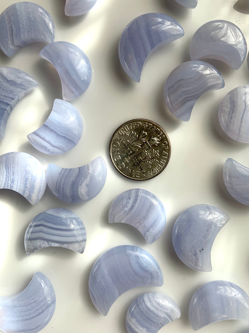 Mini Blue Lace Agate Crescent Moons