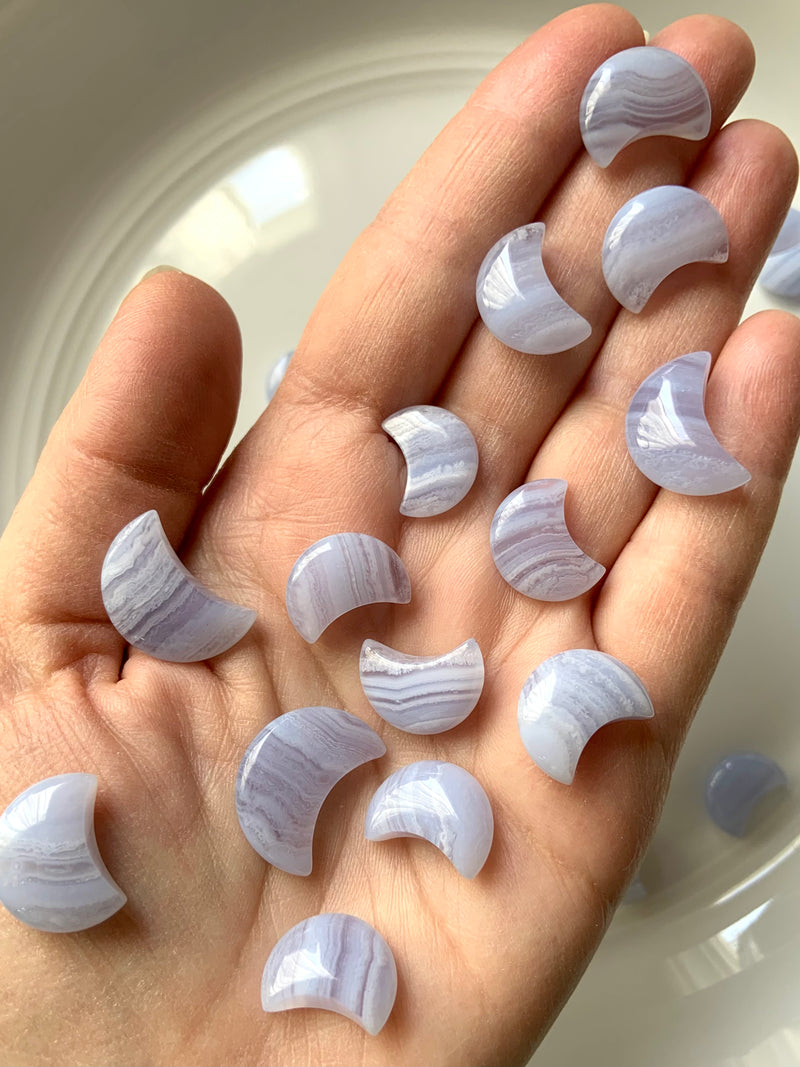 Mini Blue Lace Agate Crescent Moons