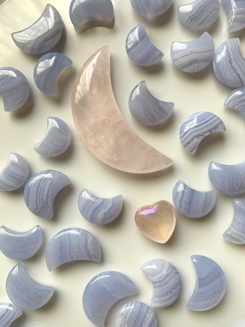 Mini Blue Lace Agate Crescent Moons