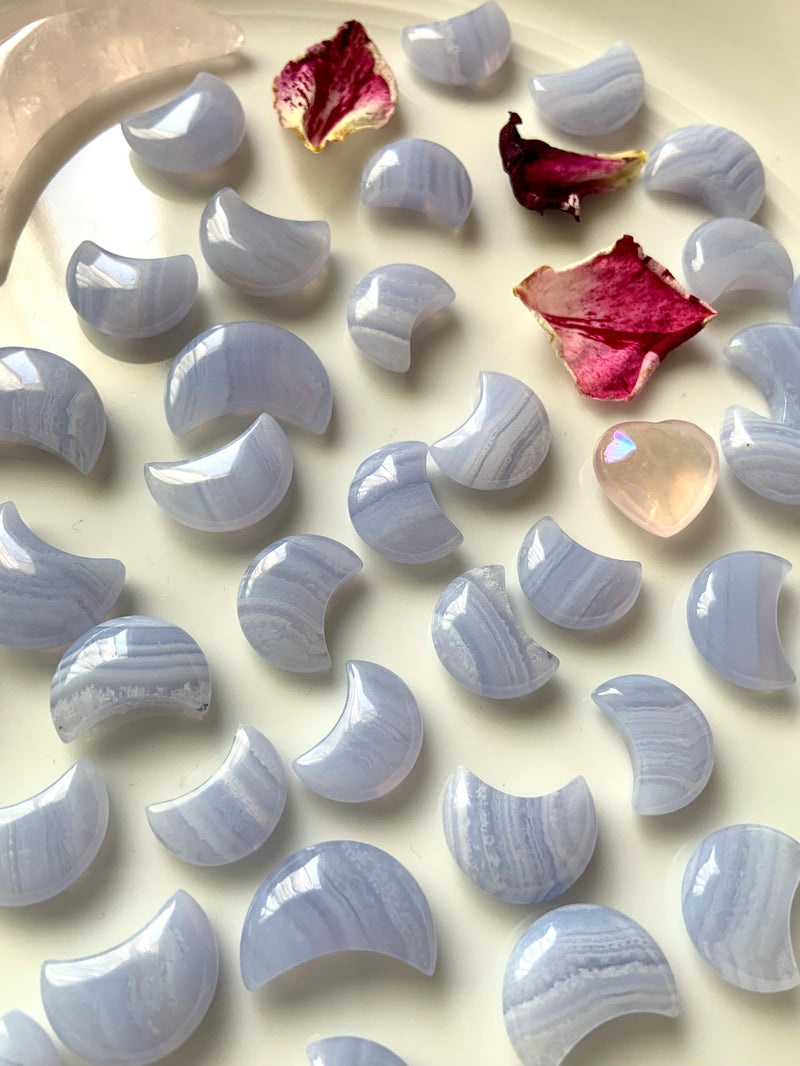 Mini Blue Lace Agate Crescent Moons