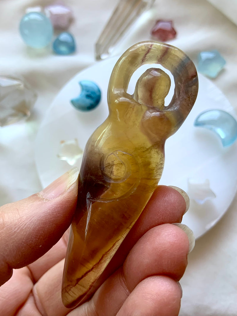 Fluorite Spiral Goddess Carvings