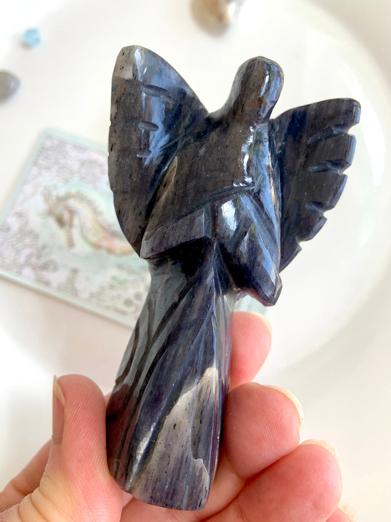 Hand-Carved Iolite Angel from India