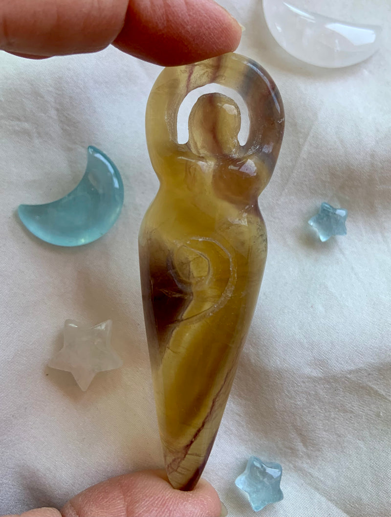 Fluorite Spiral Goddess Carvings