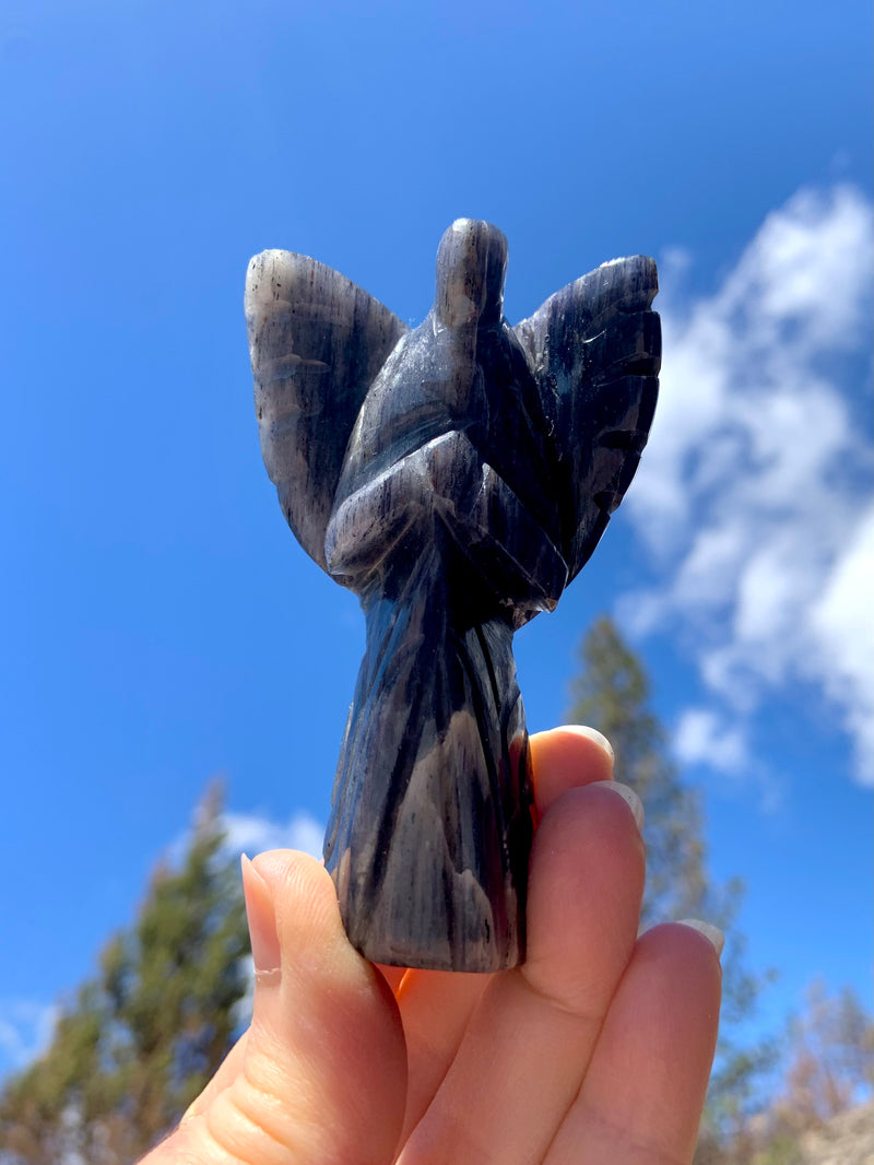 Hand-Carved Iolite Angel from India