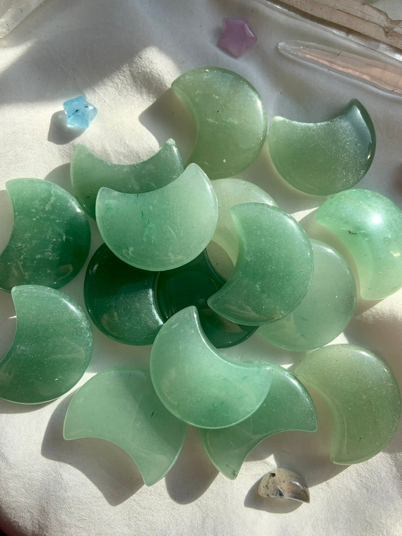 Green Aventurine Crescent Moons