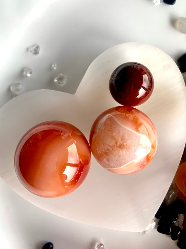 mini carnelian spheres offered in a few different sizes