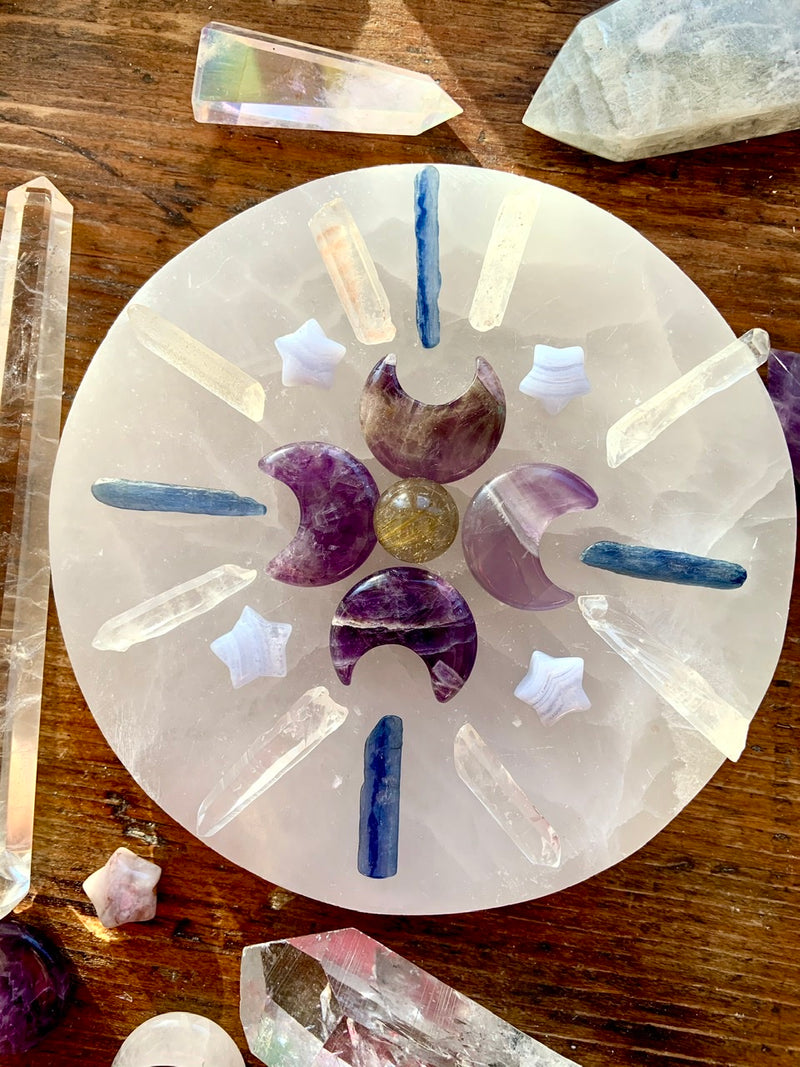 Crystal Grid with Dream Amethyst CRESCENT MOONS