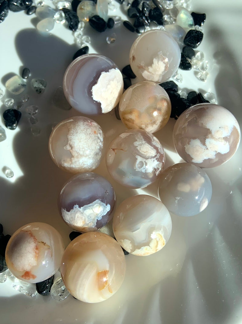 Small Flower Agate Spheres