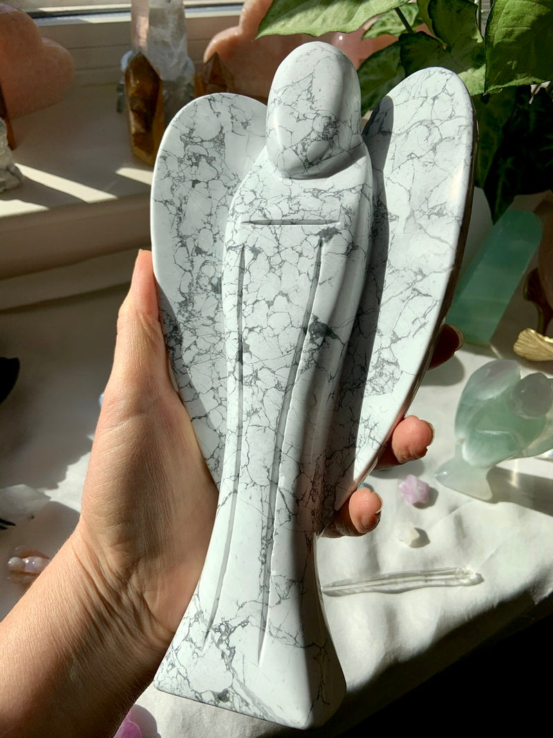 Glorious XXL Howlite Angel Carving 3+ LBS