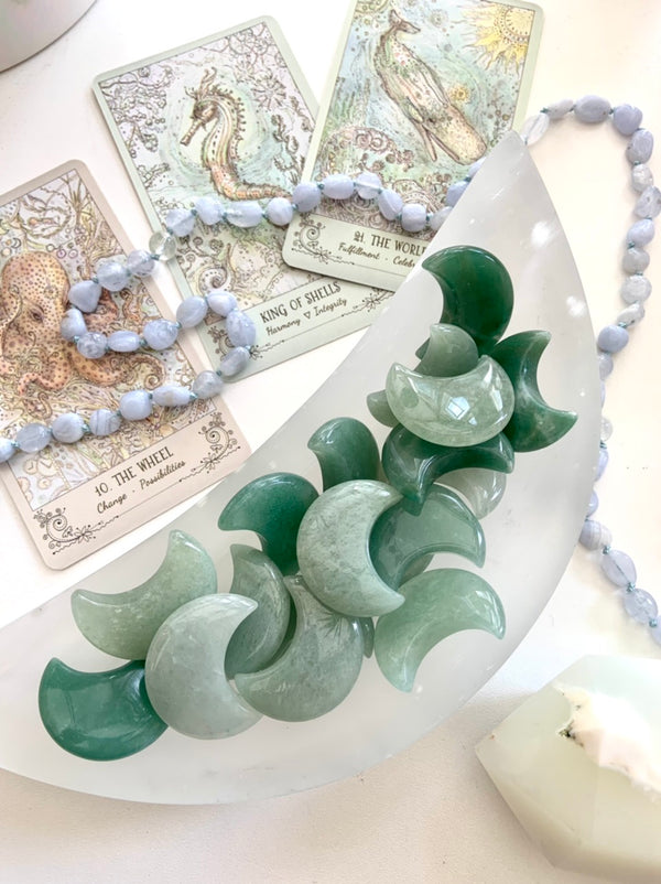 Green Aventurine Crescent Moons