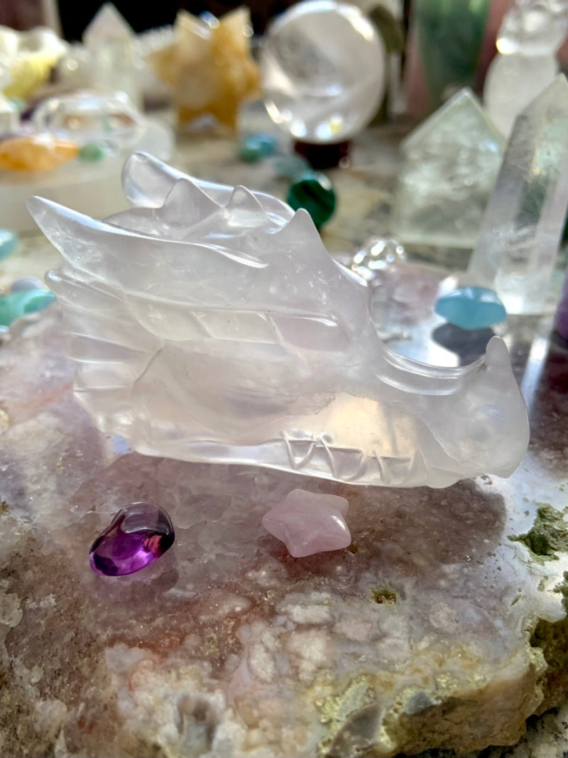 Transparent Lilac Yttrium Fluorite Dragon Head