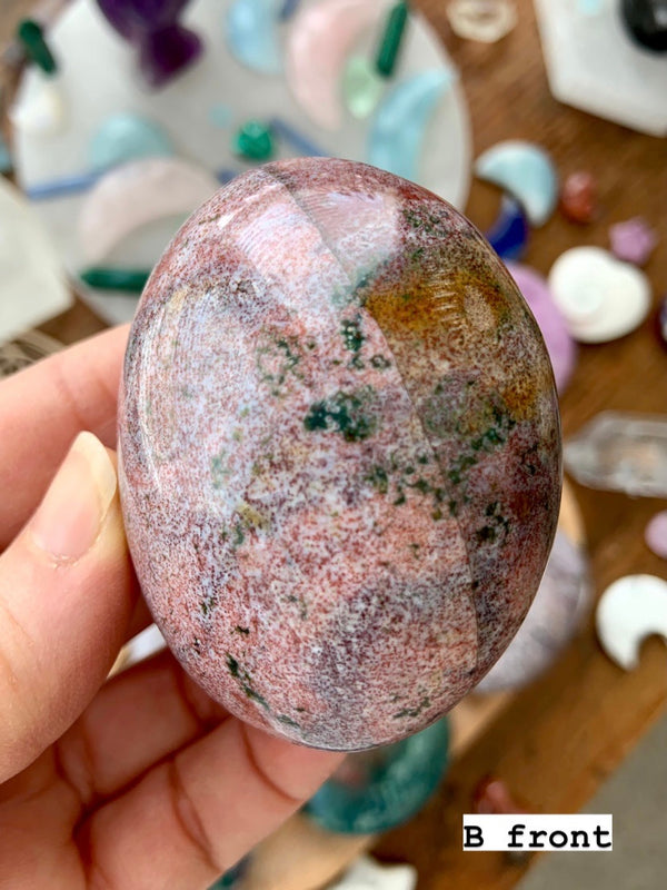 Pink + Purple Ocean Jasper Palm Stones