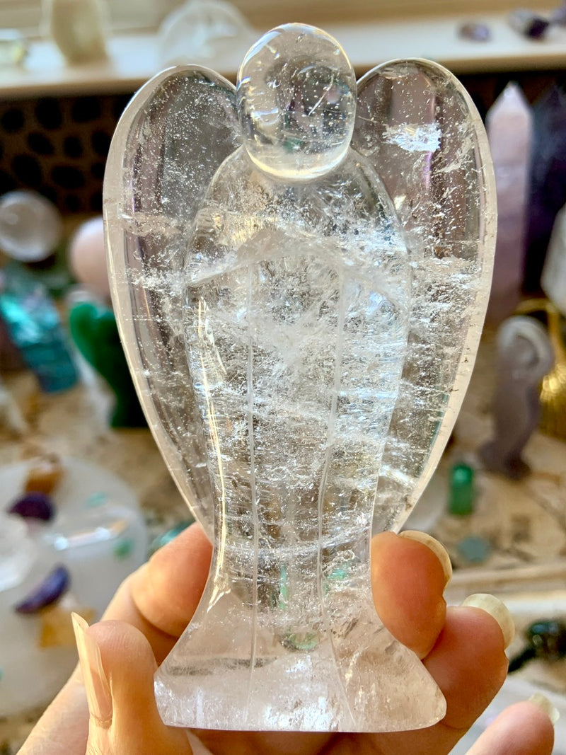 Big Clear Quartz Angel with Rainbows