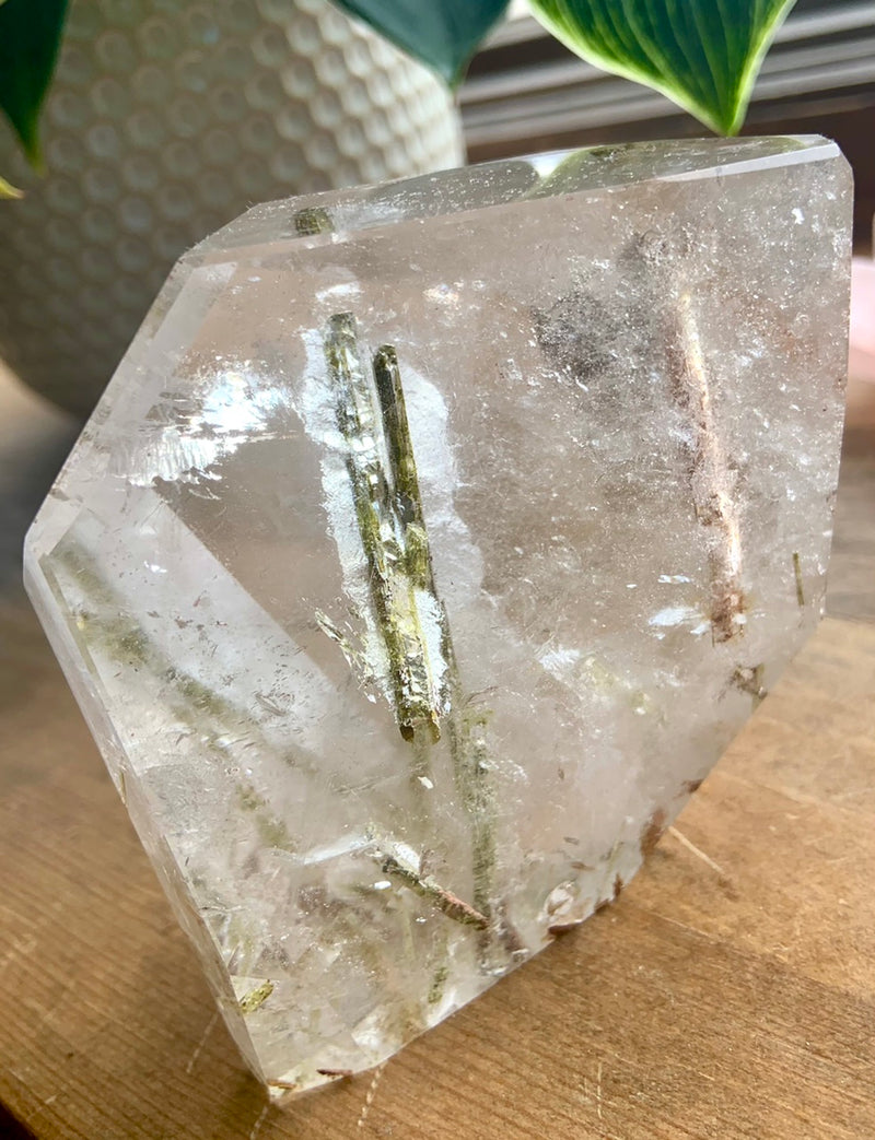 Cognac + Green Tourmaline in Quartz Freeform