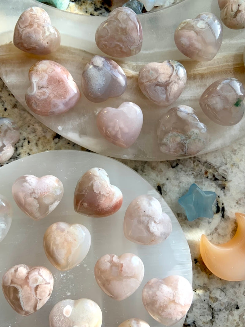 Mini Flower Agate Hearts