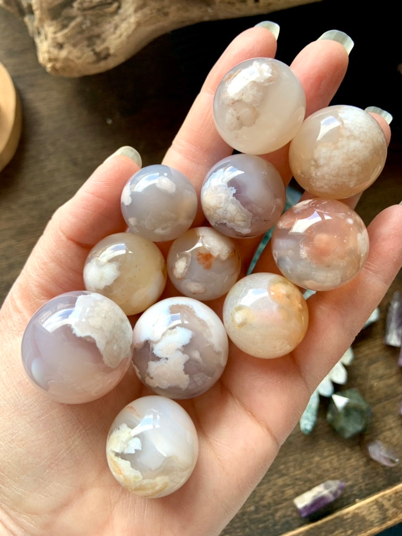 Small Flower Agate Spheres