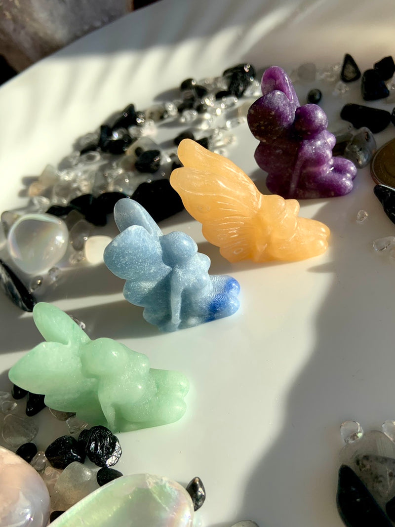 Mini Crystal Fairies ~ Lepidolite + Green Aventurine Crystal Fairy