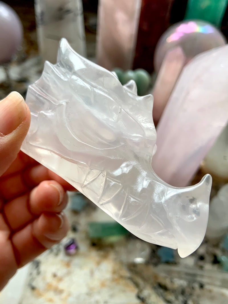 Transparent Lilac Yttrium Fluorite Dragon Head