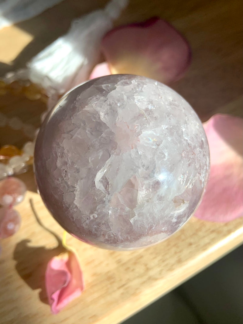 Amethyst x Flower Agate Sphere