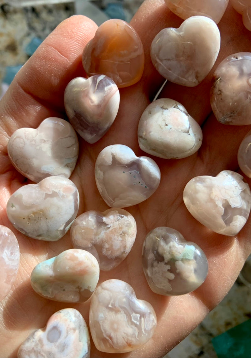 Mini Flower Agate Hearts