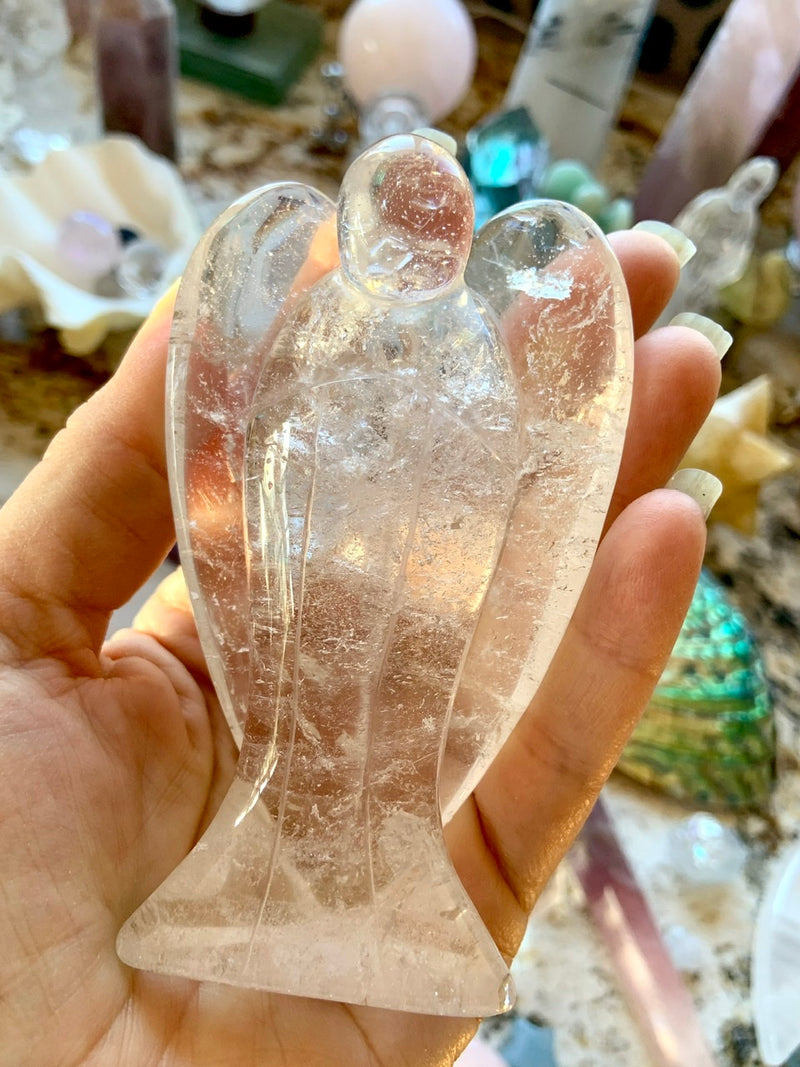 Big Clear Quartz Angel with Rainbows