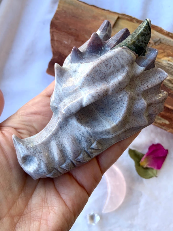 Pastel Ocean Jasper Dragon Head