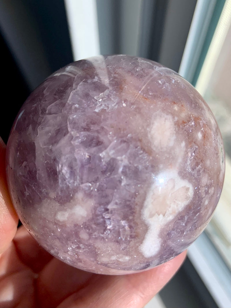 Amethyst x Flower Agate Sphere