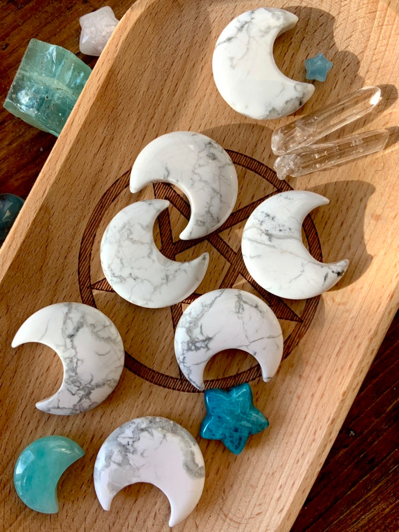 Howlite Crescent Moons