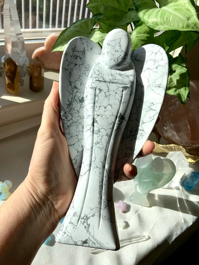 Glorious XXL Howlite Angel Carving 3+ LBS