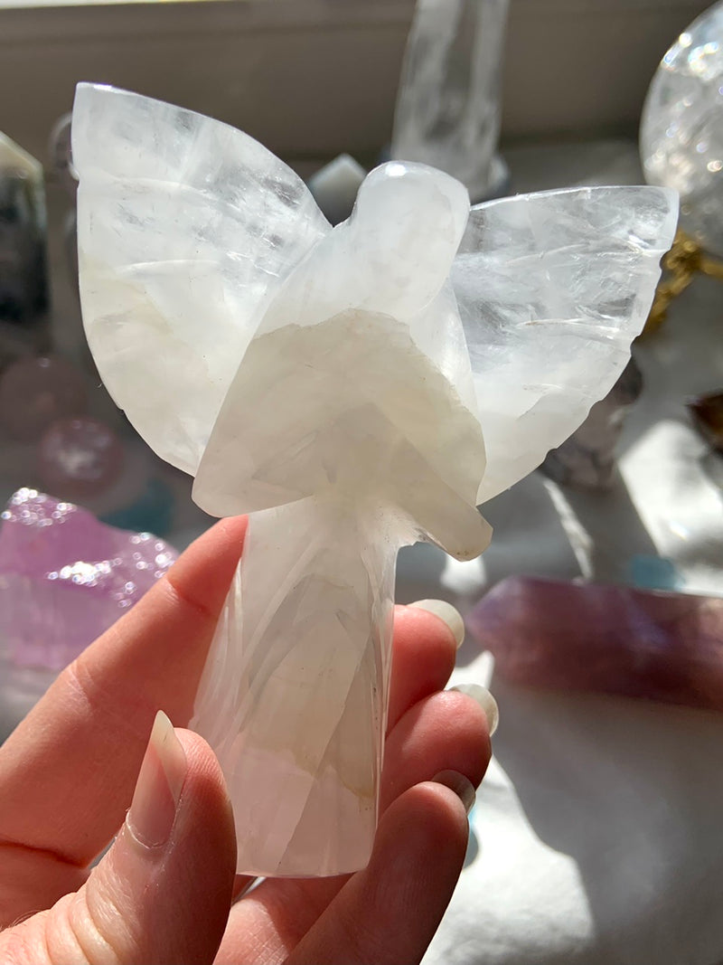 White Quartz Angel Carving from India