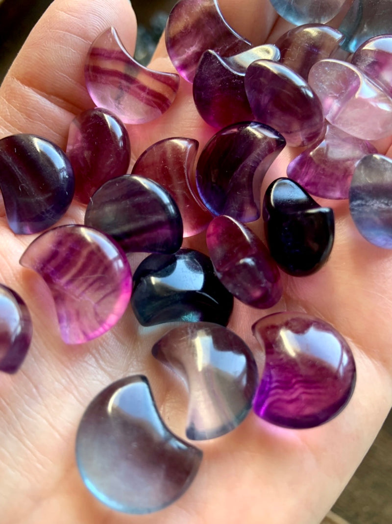 Mini Rainbow Fluorite Moons