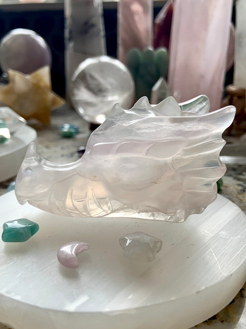 Transparent Lilac Yttrium Fluorite Dragon Head