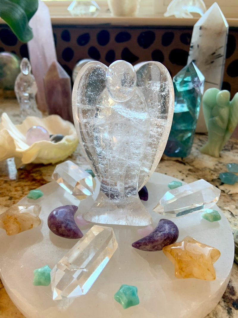 Big Clear Quartz Angel with Rainbows