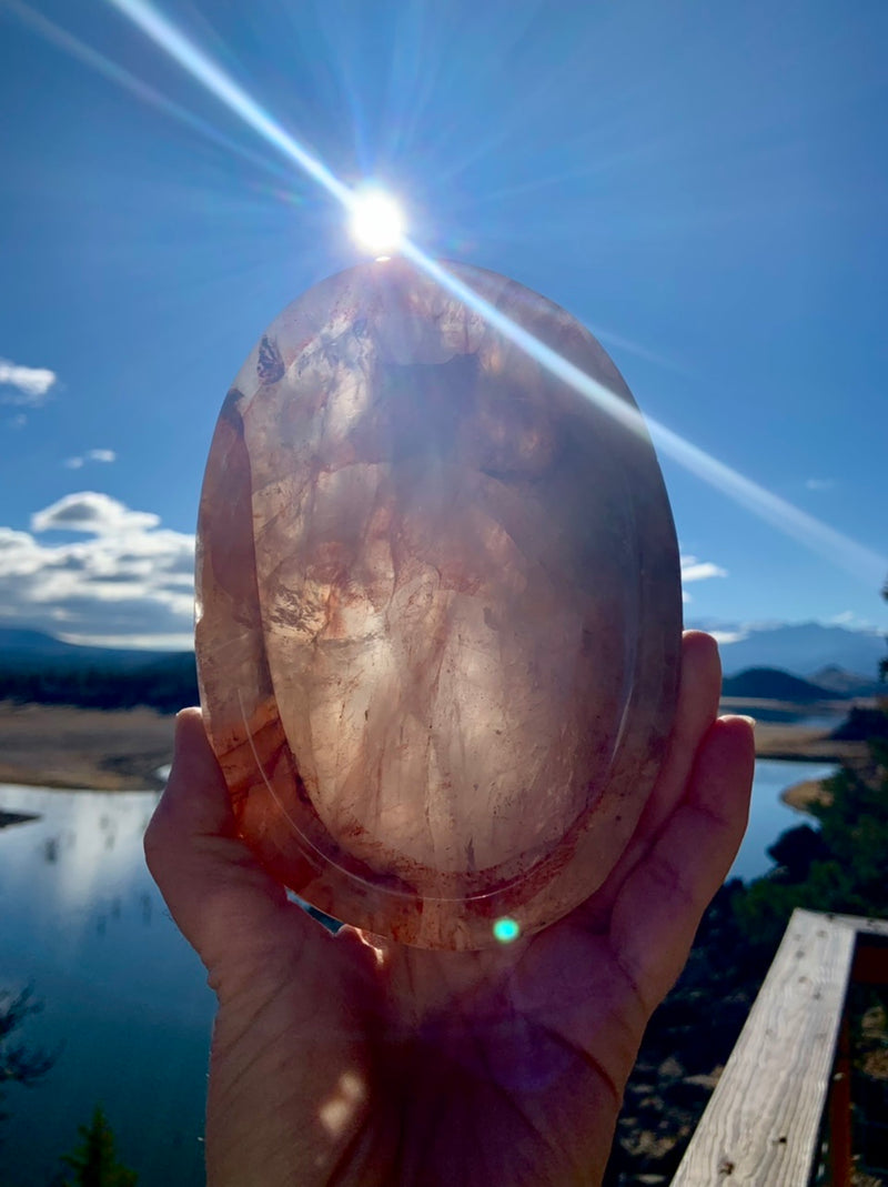 Large Fire Quartz Crystal Bowl