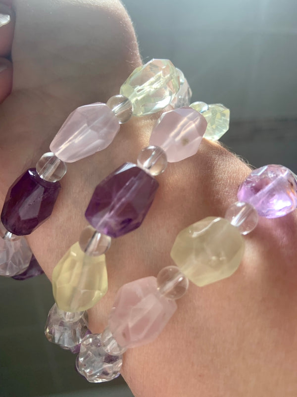 Mixed Gemstone Faceted Crystal Bracelet