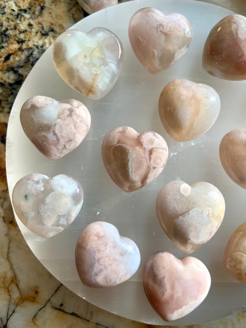 Mini Flower Agate Hearts