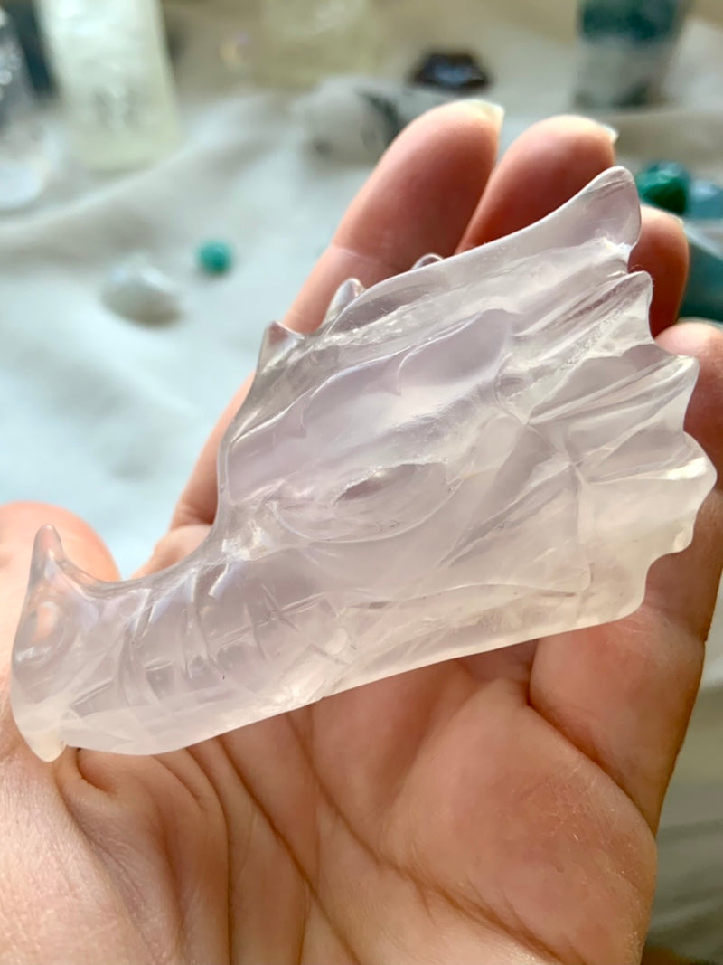 Transparent Lilac Yttrium Fluorite Dragon Head