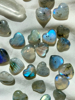 Flashy Mini Labradorite Hearts