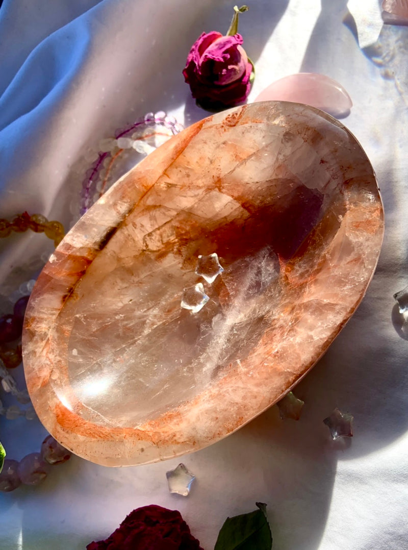 Large Fire Quartz Crystal Bowl