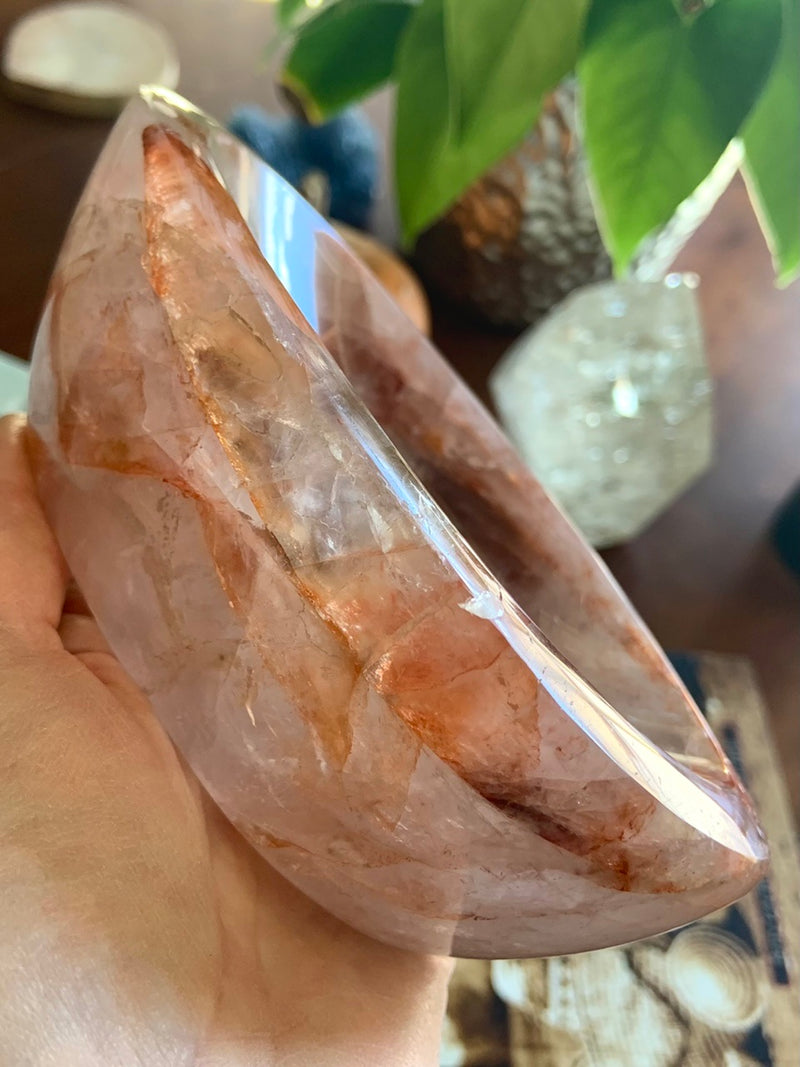 Large Fire Quartz Crystal Bowl