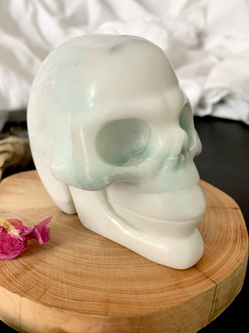 Blue Aragonite Crystal Skull