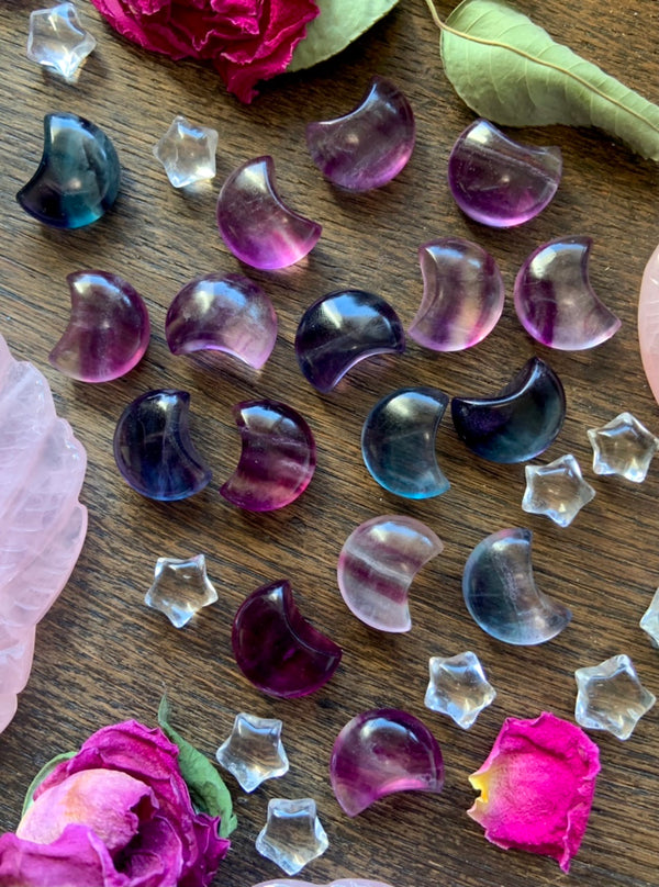 Mini Rainbow Fluorite Moons