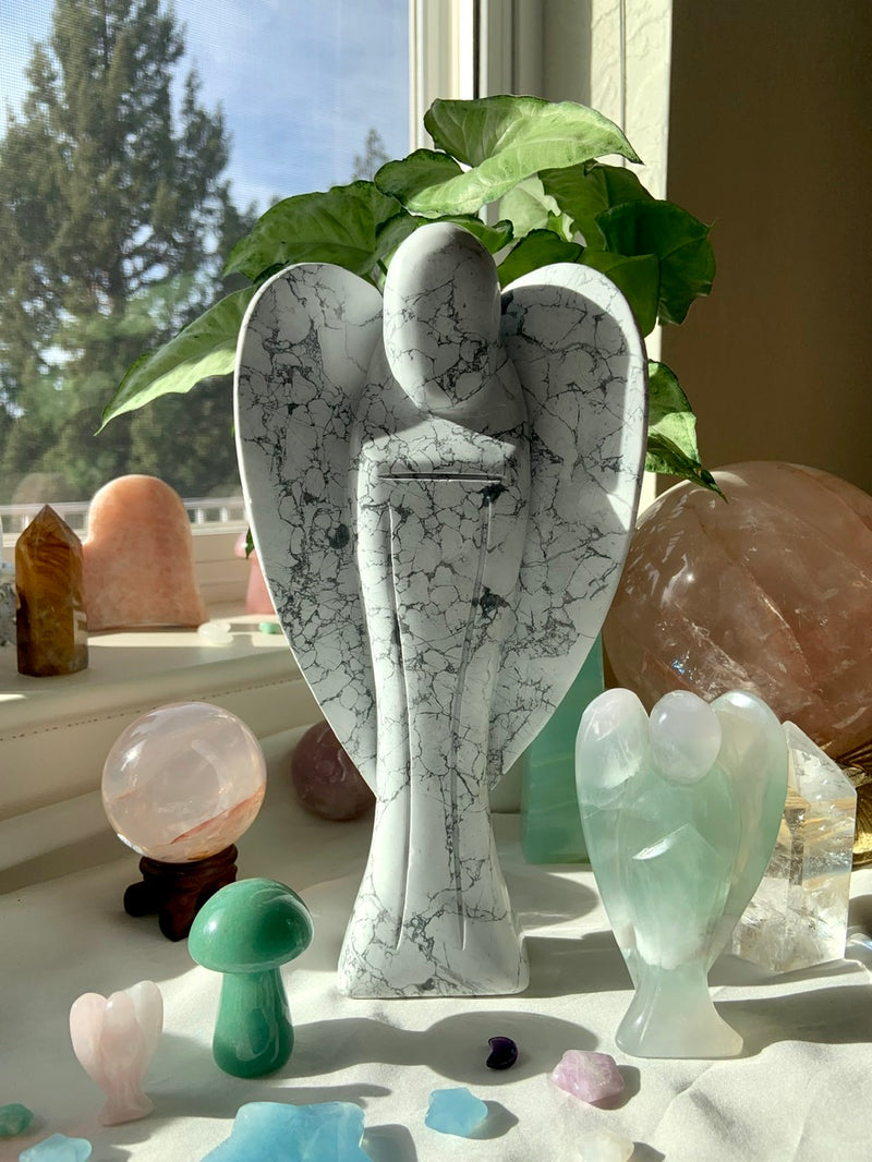 Glorious XXL Howlite Angel Carving 3+ LBS