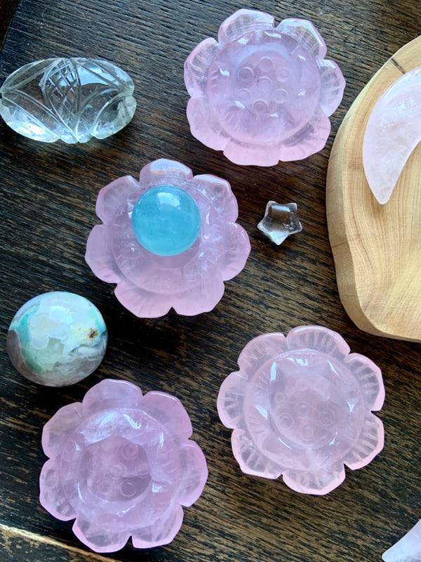 Rose Quartz Lotus Flowers