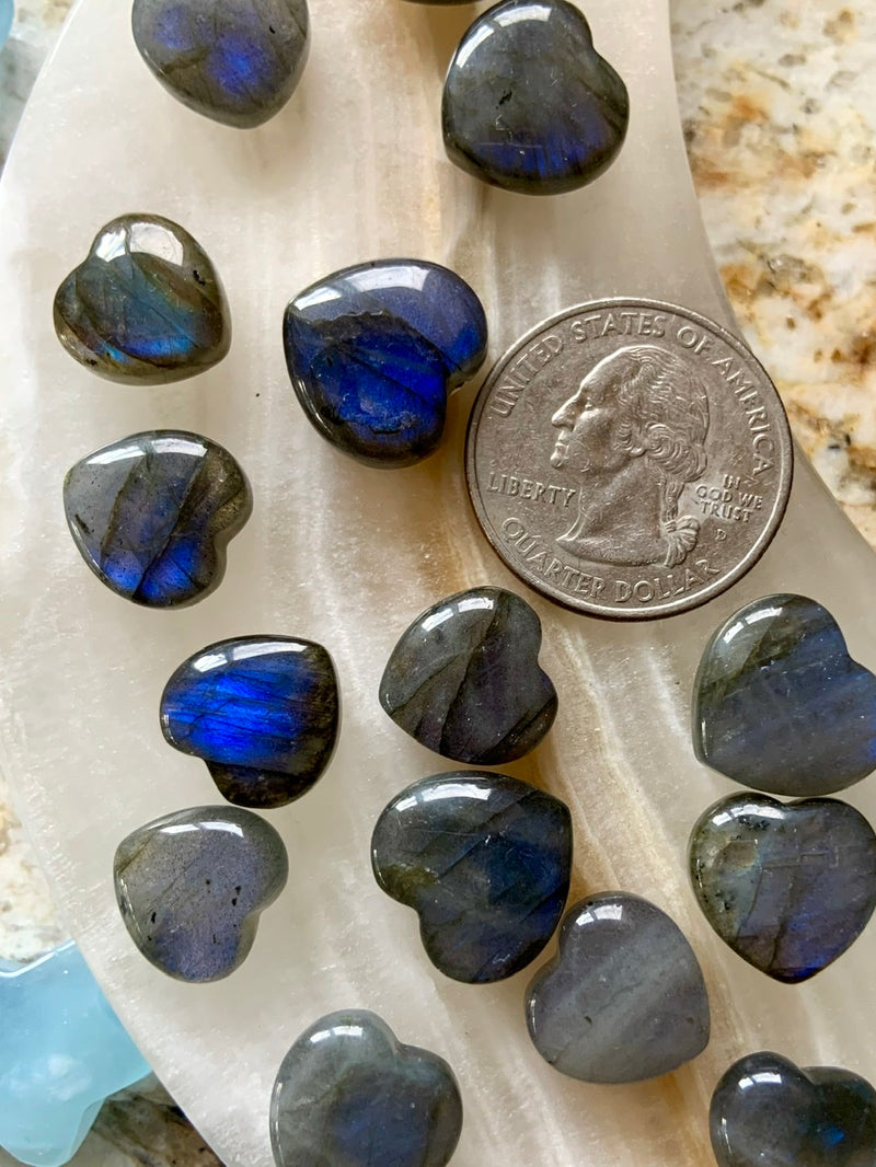 Flashy Mini Labradorite Hearts