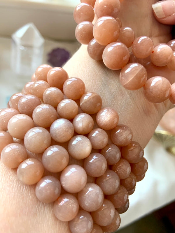 Luminous Peach Moonstone Bracelet