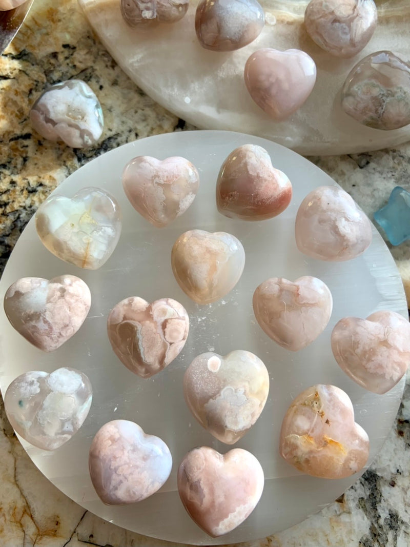 Mini Flower Agate Hearts