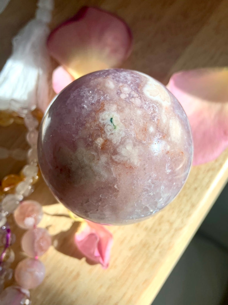 Amethyst x Flower Agate Sphere