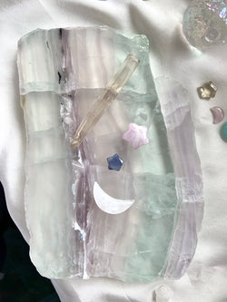 Large Yttrium Fluorite Slab with Scolecite + Graphite Inclusions